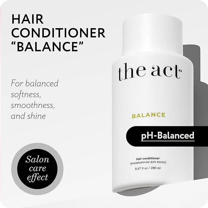 The Act Balance Hair Conditioner – Moisturizing Conditioner for Women & Men – Sulfate Free, Frizz Control – for Dry Curly Color Treated Hair – With Natural Oils, Vegan, Organic, 9.47 Fl Oz
