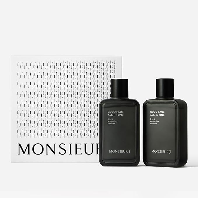 Monsieur J Men's Skin care GOOD FACE All-in-one Set 1+1 140mlx2ea 5 In 1 (Toner+Lotion+Essence+Fluid+Cream),Facial Skincare,Face Moisturizer Lotion,Facial lotion for dry skin,All In One Treatment