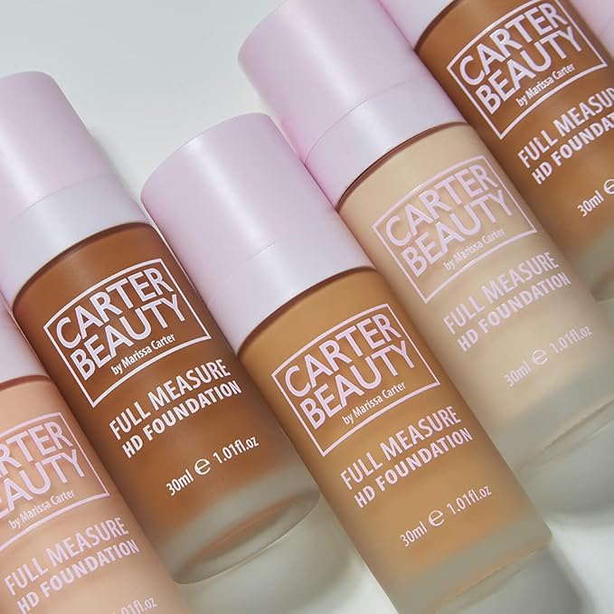 Carter Beauty Full Measure HD Foundation - Lightweight, Full Coverage Matte Formula - Water-Based Super Soft Skin Perfector - Vegan And Cruelty Free, Paraben And Sulfate Free - Sticky Toffee - 1.01 OZ