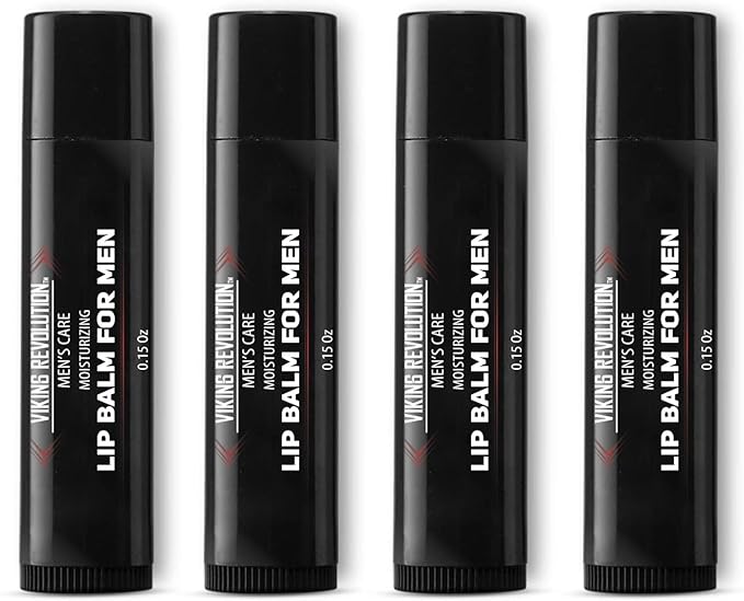 Viking Revolution All Natural Lip Balm - Moisturizer for Dry, Cracked, Chapped Lips (4 Pack)