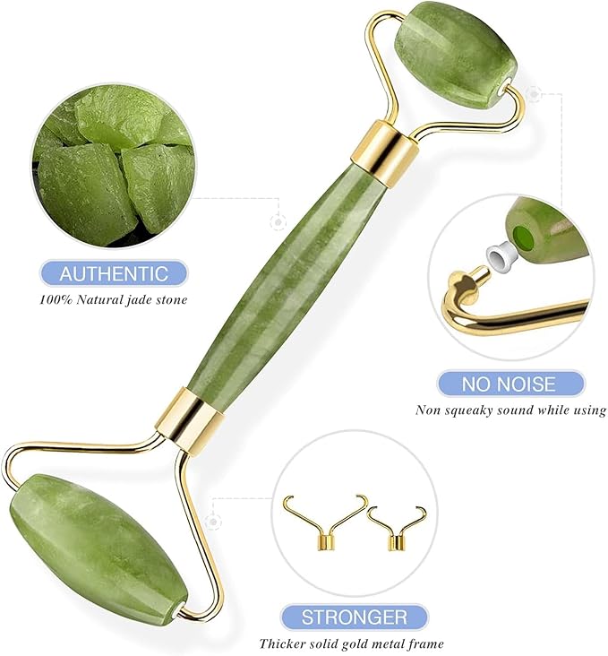 Gua Sha & Jade Roller Facial Tools Face Roller and Gua Sha Set by Easy to Clean could Promote Blood Circulation Reduce Puffiness Suitable for Skin Care Routine Puffiness and Wrinkles
