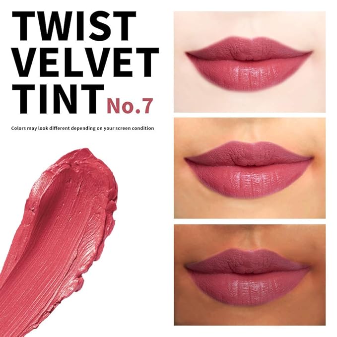 PASSIONCAT Long Lasting Lip Stain for Lips and Cheek Tint | High Pigment Color | lightweight Matte Finish | Weightless | Full Coverage | Twist Velvet Tint #7 (No.7)