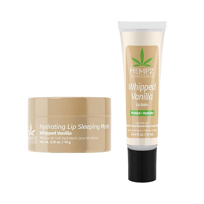 Hempz Hydrating Lip Sleeping Mask - Whipped Vanilla (.70 Oz.) | Overnight Hydrating Lip Balm with Vanilla Lip Butter Balm, Soothing and Hydrating Lip Care for Men or Women, .44oz