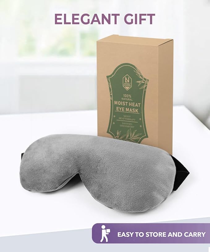 Aroma Season Weighted Eye Mask, Warm Eye Compress for Dry Eyes, Moist Heat Lavender Eye Mask, Microwave Eye Mask for Stye, Belpharitis, MGD (Gray)