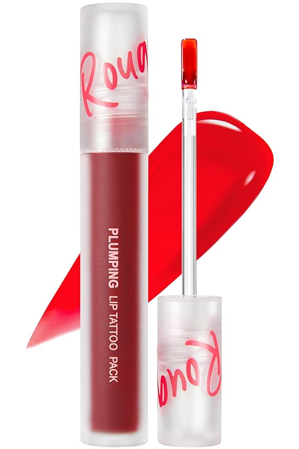 Rouge Star Plumping Lip Tattoo (0.17 oz) - 72-HR Long Lasting Waterproof Peel Off Lip Stain - Transfer-Proof, Non -Sticky Hydrating Matte Lip Tint Tattoo (Classic Red)