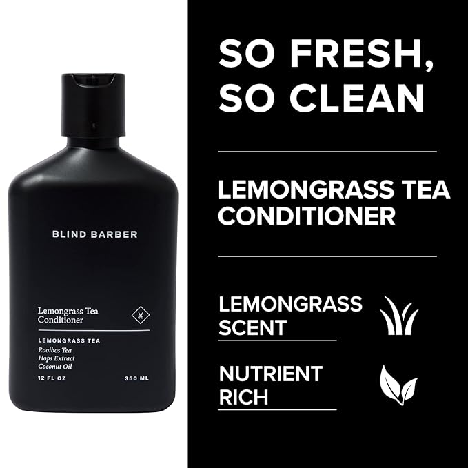 Blind Barber Shower Essentials Gift Set - Mens Body Wash, Shampoo and Conditioner Set - Lemongrass Tea Body Soap + Hair Care Gifts for Men (3 Count)