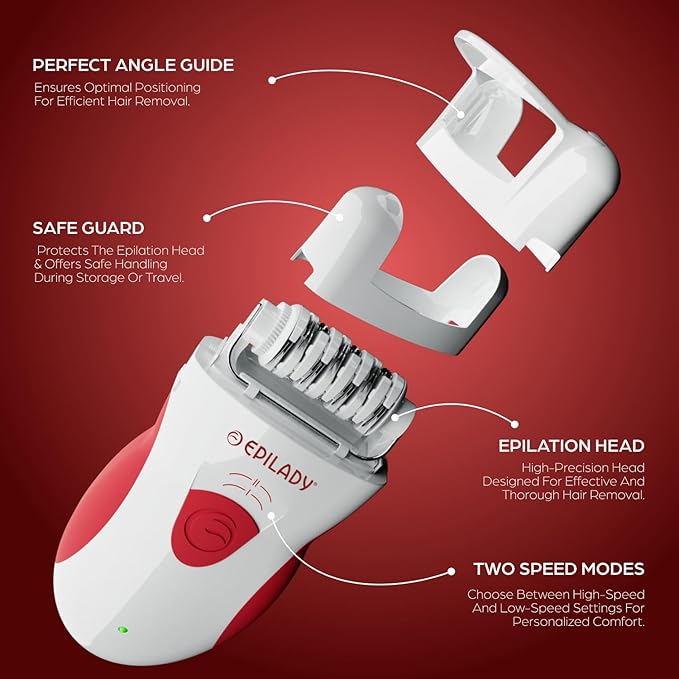 Epilady Legend 4 | Cordless Epilators Hair Removal for Women, 2 Speed Bikini Trimmer, Electric Shaver for Women, Rechargeable Body Hair Remover