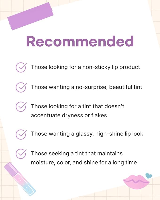 DEARMAY LA PISTE LIP TINT LP06 Blissful 0.14 oz. long lasting lip stain with glossy finish and lightweight texture, non sticky, hydrating formula with no flaking and glassy vivid tint, korean makeup