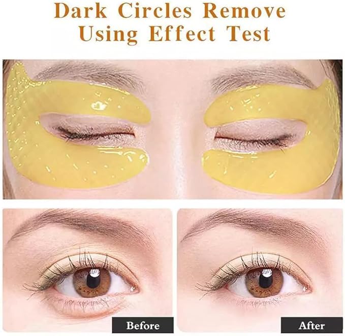 Gold Hydrogel Eye Mask Collagen Crystal Eye Mask Patches Anti-Aging Under Eye Pads - Reduce Wrinkles,Puffy Eyes,Dark Circles,Eye Bags - Moisturizer Eye Contour Mask, Improve Skin Elasticity | 5 Pairs