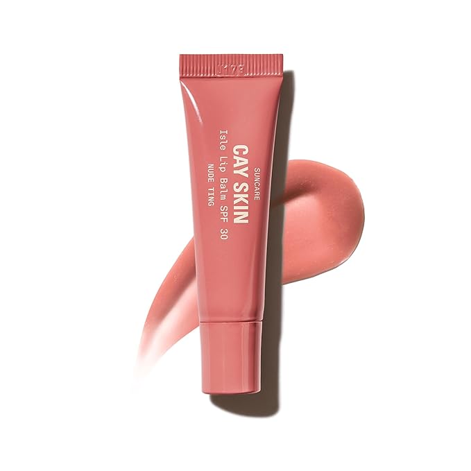Cay Skin Isle Lip Balm SPF 30 – High Shine, Hydrating + Sheer Lip Gloss in Vanilla Brown Sugar Flavor – Formulated with Natural Ingredients for All Skin Tones – Nude Ting