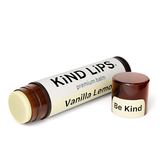 Kind Lips Lip Balm - Nourishing & Moisturizing Lip Care for Dry Lips with Shea Butter, Beeswax & Vitamin E | Vanilla Lemon Flavor | 0.15 Oz (Single Tube)