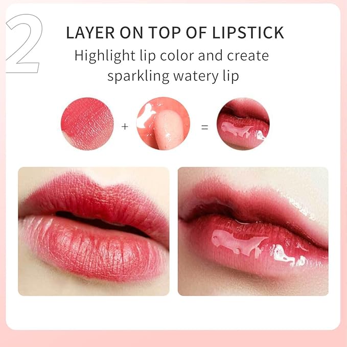 Lip Glow Oil Long Lasting Plumping Transparent Lip Balm Moisturizing Lip Oil Repairing Lip Lines and Prevents Dry Cracked for Lip Care and Dry Lips (Set-B)