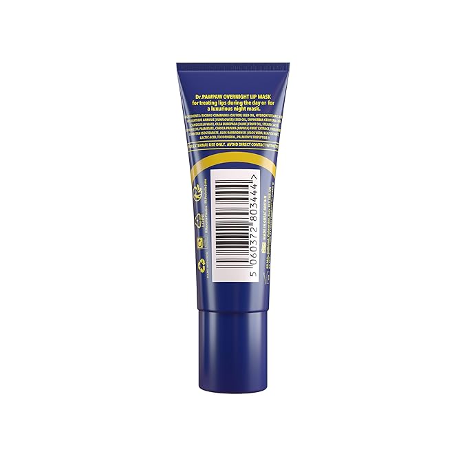 Overnight Lip Mask - Multi-Purpose Balm, Natural Pawpaw & Peptides Smooth Skin, Cracked Lips, Vegan, Ethical Beauty & Fregrance Free (10 ml)