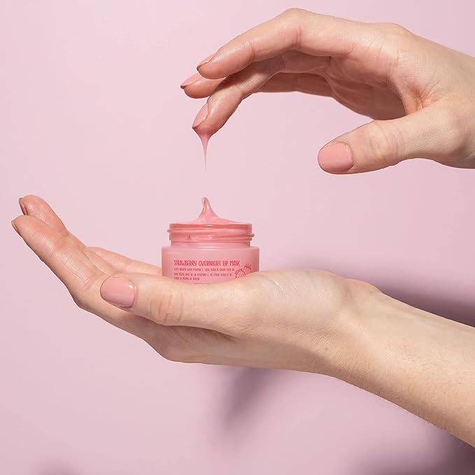 W7 Sweet Dreams Overnight Strawberry Lip Mask - Vitamin E, Aloe Vera and Grape Seed Oil - For Hydrated, Full Looking & Irresistible Lips - 2 Pack - 0.40 Fl Oz
