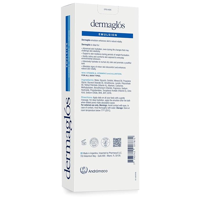 Dermaglos Moisturizing Body Lotion for Dry Skin with Extra Vitamin A, Vitamin E & Allantoin | Regenerating Lightweight Moisturizer for Stretch Marks, Tattoos Aftercare, Scars & Wrinkles | 13.52 Fl Oz