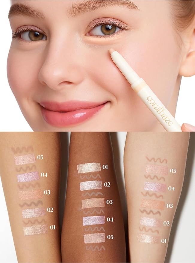 CORALHAZE Idol AEGYO-SAL Maker 04 Ice Berry, 2-in-1 Under-Eye Highlighter and Contour Liner for Bright, Voluminous Eyes, Long-Lasting, Smudge-Proof Shimmer Stick with Natural Glow, Korean Beauty