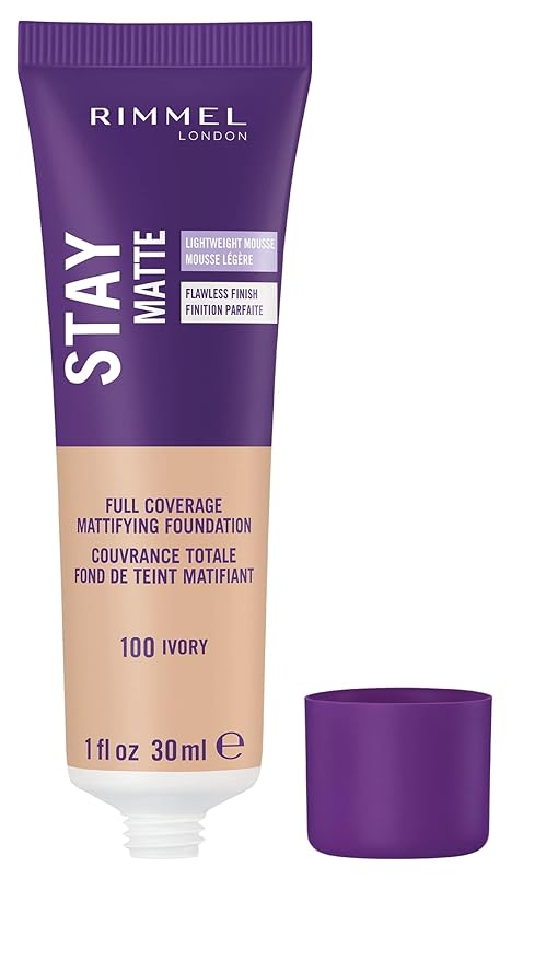 Rimmel London Stay Matte Liquid Mousse - 091 Light Ivory - Foundation, Lightweight, Shine Control, Oil-Free, 1oz