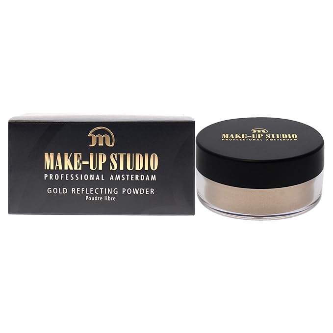 Professional Amsterdam Gold Reflecting Face And Body Powder Highlighter - Beautiful Subtle Highlight In An Instant - Incredible Shine - Ideal For Your Shoulders - Natural - 0.52 Oz