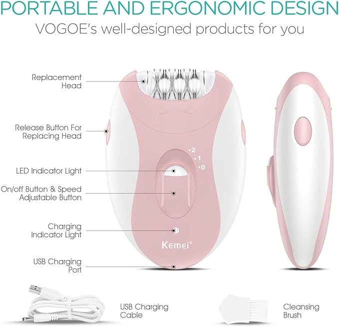 Epilator for Women, Smooth Glide Epilator for Women Face with 2 Speeds, Smooth Face Trimmer Device, Facial Hair Removal for Face Legs Arms Armpit Bikini