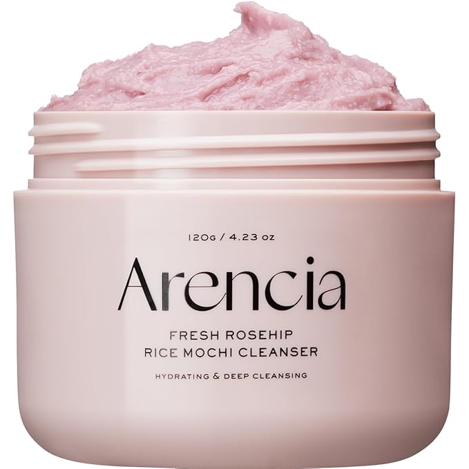 Rosehip Brightening Rice Mochi Face Cleanser & Daily Scrub - Moisturizing, Exfoliating & Deep-Cleansing - All Skin Types with Rice Powder & Rice Water (4.23oz)