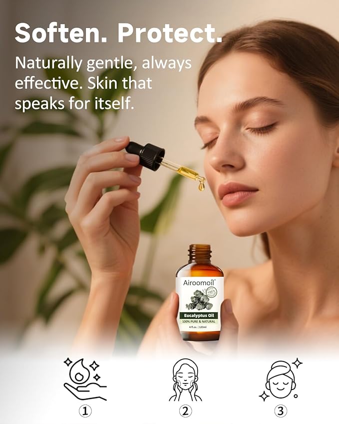 Pure Eucalyptus Essential Oil, 100% Pure Natural Eucalyptus Essential Oil, Premium Grade Essential Oils for Diffusers for Home, Skin, Care Massage, Soap Making, Aromatherapy, 4 Fl Oz | 120ml
