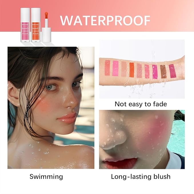 Liquid Blush for Cheeks Makeup Face Blush, Weightless Cream Formula, Smudge Proof Long-Wearing Pigmented Blush, Natural Look Makeup Face Blushes, Shimmer Finish, Dainty - 03# In hot pink