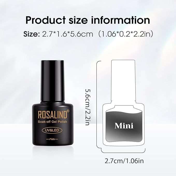 ROSALIND White Black Gel Nail Polish Set with Matte and Glitter Top Coat, 6 Colors Black Milky White Neutral Nude Grey Gel Nail Polish Soak Off Gel Nail art