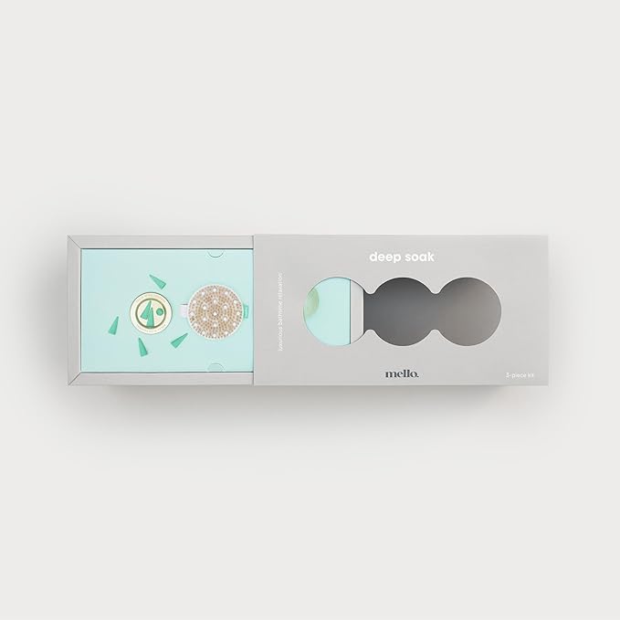 Mello Bath Accessories Deep Soak | Self Care Gifts for Women | Spa Gifts for Women & Relaxation Gifts for Women | Bath Accessories Includes Konjac Sponge, Incense Cones & Exfoliating Brush