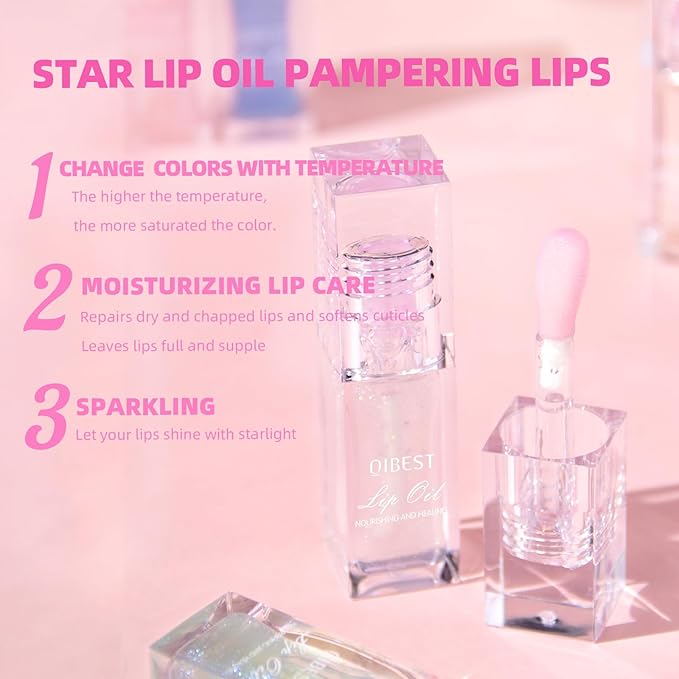 Magic Color Changing Moisturizing Lip Glow Oil Plumping Glimmer Glow Lipstick, Hydrating Lip Gloss Lip Care, Long Lasting Non-sticky Fresh Texture Lip Oil (Color Changing 03)