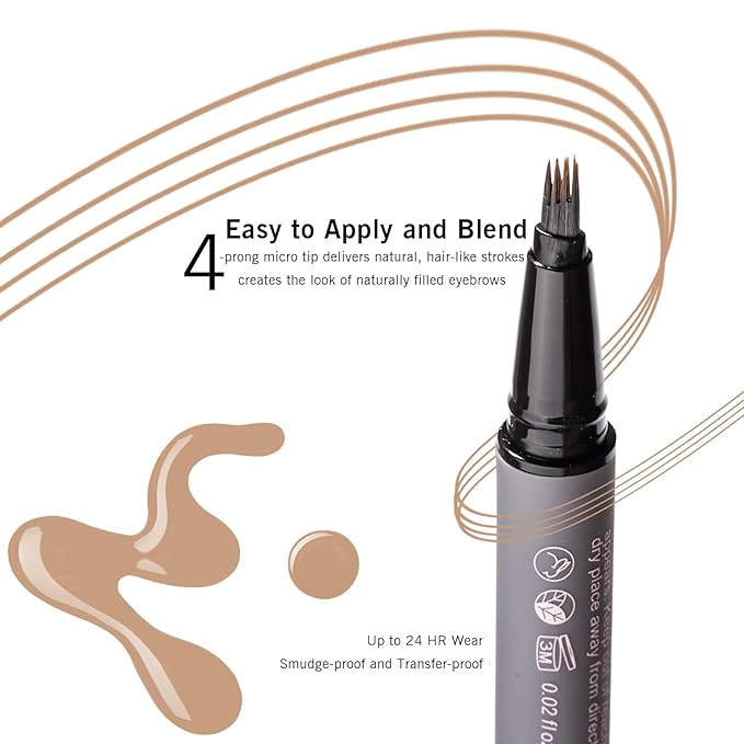 Light Brown Eyebrow Pencil, Strawberry Blonde Eyebrow Pen for Women,4-Tip Precision Brow Pen, Eyebrow Pencil with Hair Stroke, 24H Long Wear YES.EYE DO (Walnut Whisper-Light Brown)