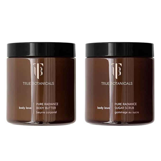 True Botanicals - Body Love Pure Radiance Duo | Non-Toxic, Cruelty-Free | Sugar Scrub & Body Butter, Exfoliate + Moisturize for Dewy Glow | MADE Safe