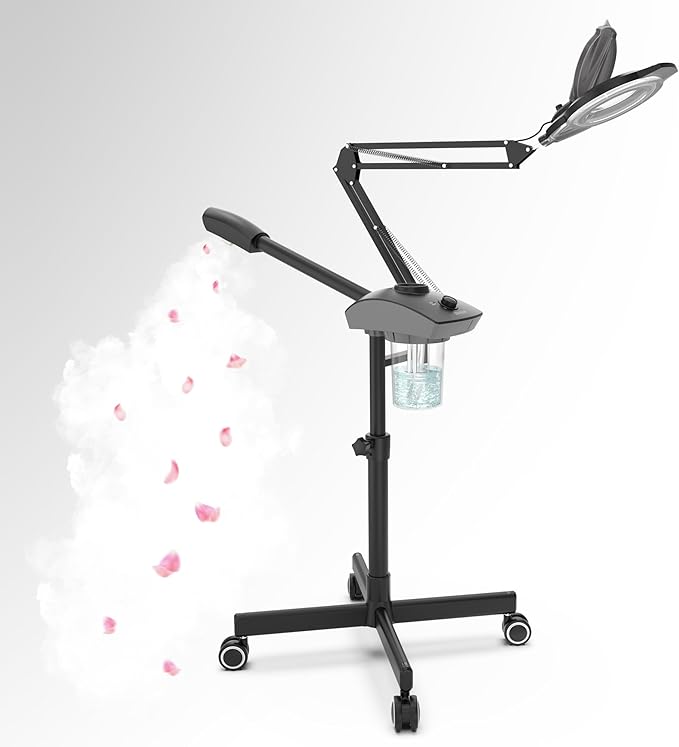 TASALON Professional 2-in-1 Facial Steamer, Ozone Face Steamer with 5X Magnifying Lamp Deep Cleaning Pore,Hot Mist Face Steamer Salon Spa Beauty Skin Care Equipment, Aroma Therapy Nozzle Included