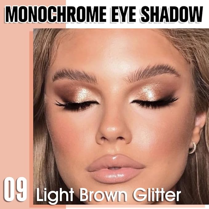 Light Brown Single Glitter Eyeshadow Makeup, Neutral Powde Eye Shadow for Women, Brown Shimmer Singles Eyeshadow Palette Pigmented Waterproof, sombras para ojos,Girls Monochrome Eyeshadows Gift