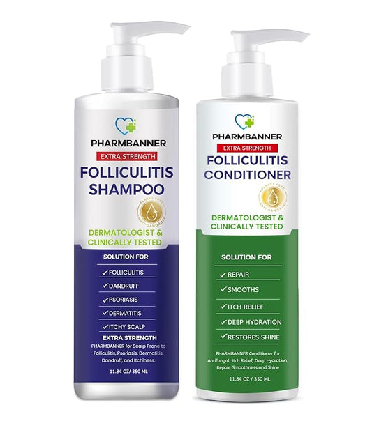 Anti-Fungal Shampoo and Conditioner Set – Tea Tree & Argan Oil for Folliculitis, Seborrheic Dermatitis, Scalp Psoriasis – Relieves Itchy, Flaky, Dry Scalp – Sulfate & Paraben Free