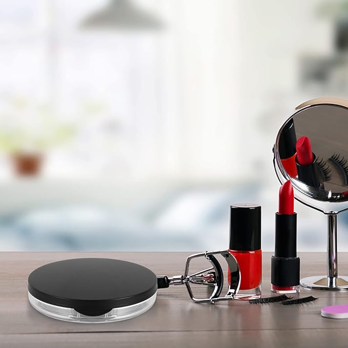 Loose Container 2pcs Loose Containers with Elasticated Net Sifter, Mirror and Puff 5g Loose Compact Case Case for DIY Makeup and Travel ( Black ) Travel Container