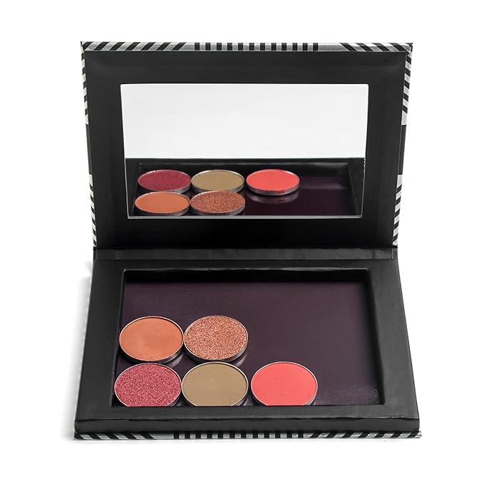Makeup Magnetic Palette with Mirror and 20Pcs Metal Stickers, Empty Storage Palette for Eyeshadow Powder Highlighter