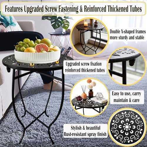 Small Patio Table, 17Inch Height Metal Patio Side Table - Image 3