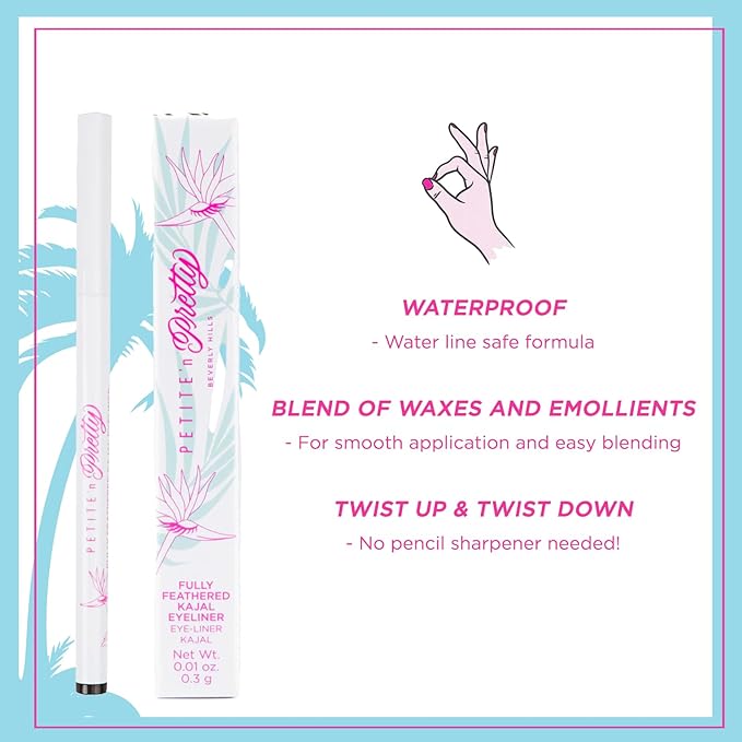 Petite 'n Pretty Eye Makeup Set for Kids - Makeup for Tweens & Teens - Fully Feathered Volumizing Mascara, Eyeliner, Made in the USA, w/Gift Bag