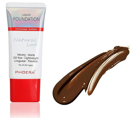 AQUAPURITY PHOERA Full Coverage Foundation New Formula Waterproof Long Lasting Oil Free Velvet Matte Liquid Foundation for Oily Skin Flawless Makeup Base Cream Concealer (110 Truffle)