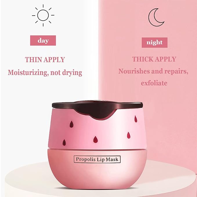 2 PCS Bee Lip Balm Honey Pot, Watermelon & Apple Lime Lip Sleeping Masks Overnight, Hydrating Prevention Dry and Cracked Lip Scrubs Exfoliator Lip Care, Reduces Lip Lines