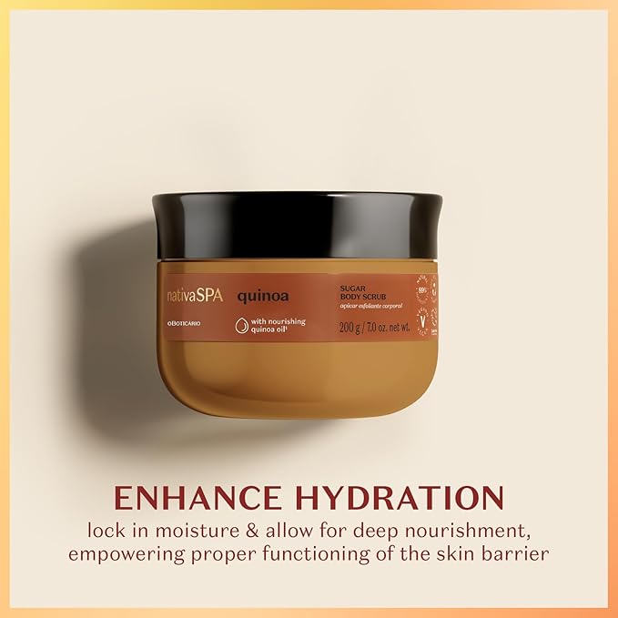 Nativa SPA by O Boticário Quinoa Sugar Body Scrub, Gentle Exfoliation & Skin Firmness Foot & Body Scrub, 7 Ounce