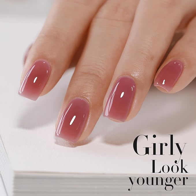 Double Rhythm 0.50 OZ Translucent Gel Polish Same Color Same Bottle Sheer Pastel Neutral Natural Milky 15 ML Jelly UV Nail Art DIY at Home (Deep Purple Pink-A1513)