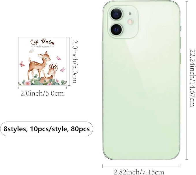 CRASPIRE 80Pcs 8 Styles Lip Balm Sticker Animals Self-Adhesive Cartoon Monkey Lion Homemade Lip Balm Containers Labels Vintage Square DIY Label Paper Sticker for Woman Cosmetics Lipsticks Decor
