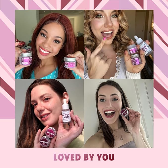 Handmade Heroes Bakuchiol Lip Scrub 1 fl oz | Deep Conditioning Lip Plumper Helps Reduce Fine Lines and Wrinkles Appearance | 100% Cruelty Free Vegan | Lip Care for Luscious Lips
