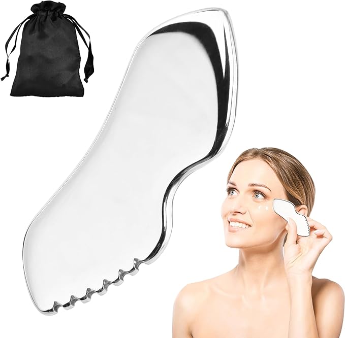 Stainless Steel Gua Sha Facial Tools, Upgrade Gua Sha for Facial Skin, Portable Eyes Neck Massage, Metal Gua Sha Tighten Skin Massage Guasha Beauty Tool