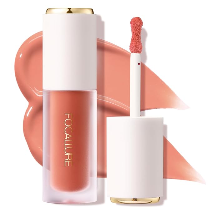 FOCALLURE Silky Cream Liquid Blush,Leaving a Matte Dewy Makeup Look,Easy to Apply and Create a Natural Flush,Long Lasting and Lightweight Cheek Blush Face Makeup,WILD ONE