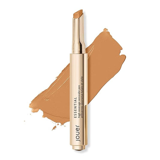 Jouer Essential High Coverage Concealer Pen - Under Eye Concealer for Dark Circles - Brightening Makeup for Eye Circles - Color Corrector Eye Primer with Hyaluronic Acid and Vitamin E