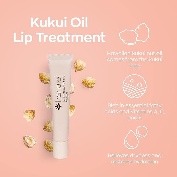Hanalei Lip Treatment Duo – Hydrating Lip Balm & Repair for Dry, Chapped Lips with Kukui Oil, Shea Butter, Agave & Grapeseed Oil – Clear Lip Moisturizer & Conditioner, Full & Mini Travel-Size