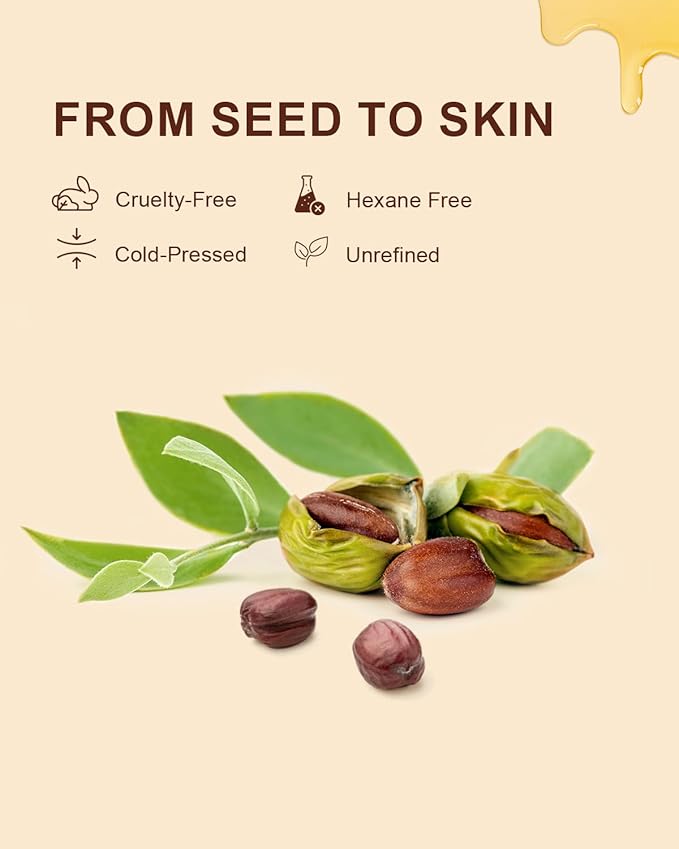 Yoken USDA Organic Jojoba Oil Cold Pressed 8 fl oz, 100% Pure & Natural Unrefined Jojoba Oil for Face Hair & Skin Massage, Hexane Free, Deeply Moisturizing Body Carrier oils Multi-Purpose Serum