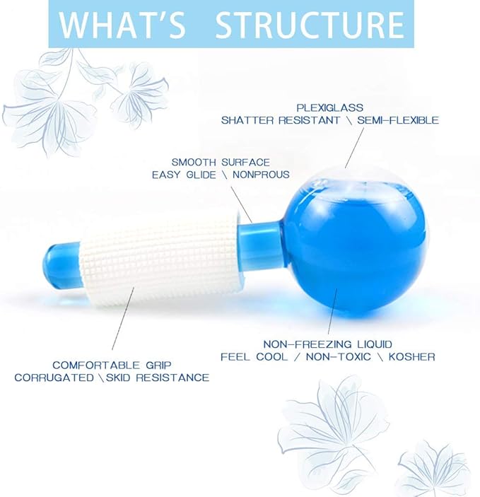 ICE Globes for Facial, 2 PCS Facial Globes for Massage Tool, Facial Roller Cold Skin Massagers, Tighten Skin, Reduce Puffiness and Dark Circles, Enhance Circulation